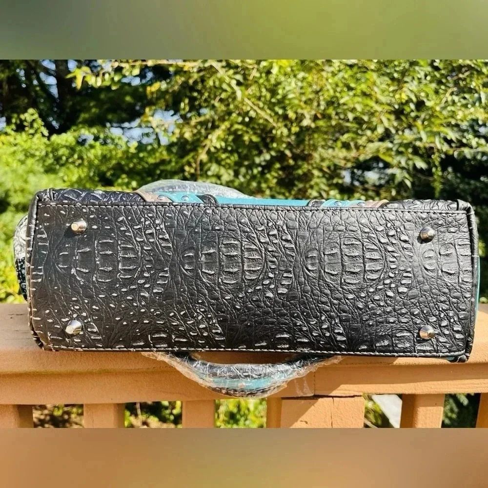 Turquoise Rhinestone Skull Concealed Carry Handbag and Wallet Set Handmade NWT - Picture 10 of 14